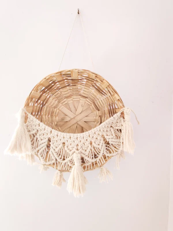 Bamboo plant hanger with macramé detailing1 scaled