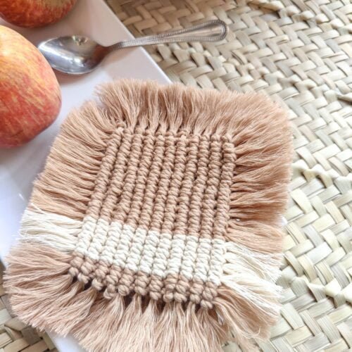Square Coasters with fringed borders Type 2 (Set of 2)-min