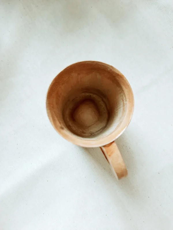 bamboo mug with handle top view