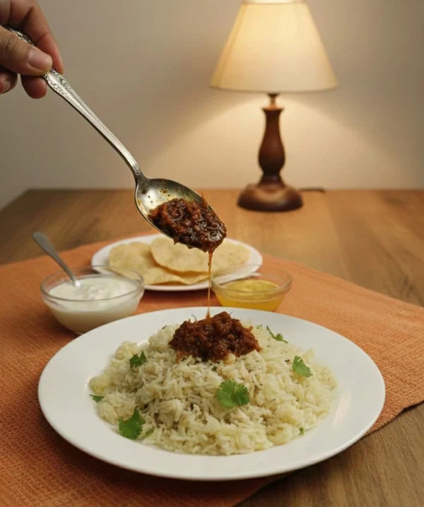 Atrangi Adrak Pickle Served with Rice