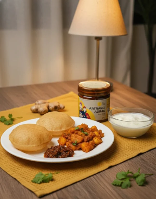 Atrangi Adrak Served with Puri and Sabzi