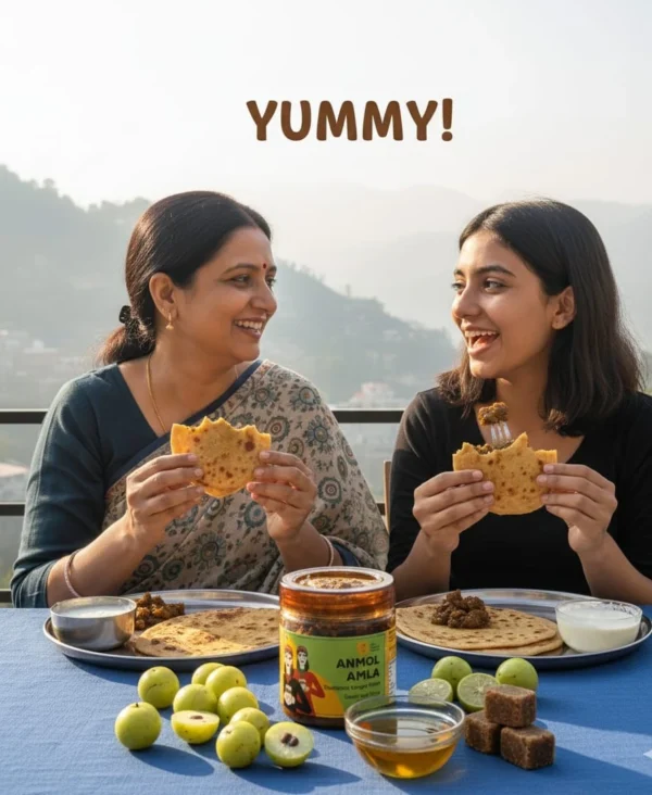 Happy Family Eating Amla Pickle Meal