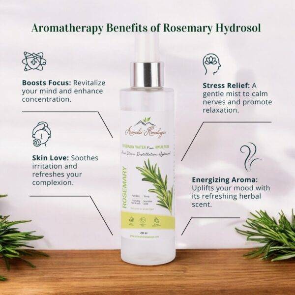 aromatherapy benefits of rosemary hydrosol infographic