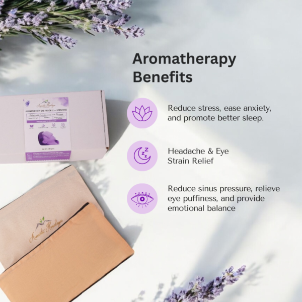 aromatherapy eye pillow lavender flaxseed benefits infographic