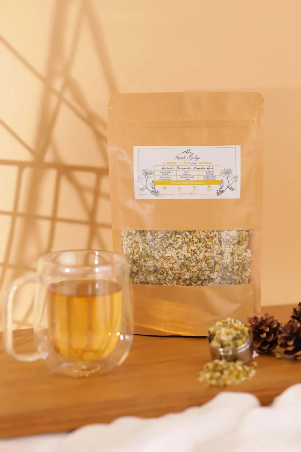 aromatic himalayas chamomile flowers herbal tea pouch front