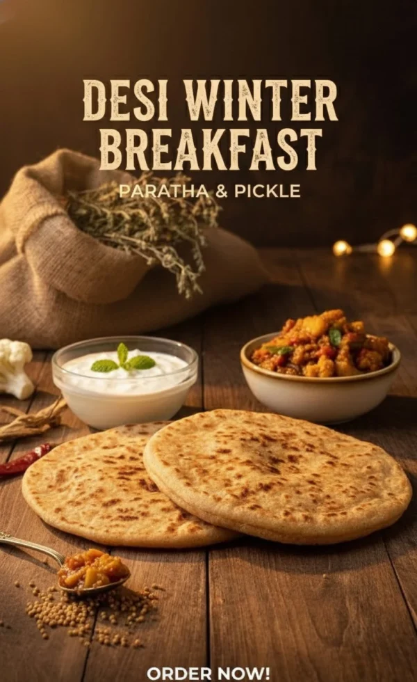 gajar gobhi mooli pickle with paratha