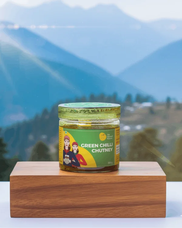 green chilli chutney jar front view