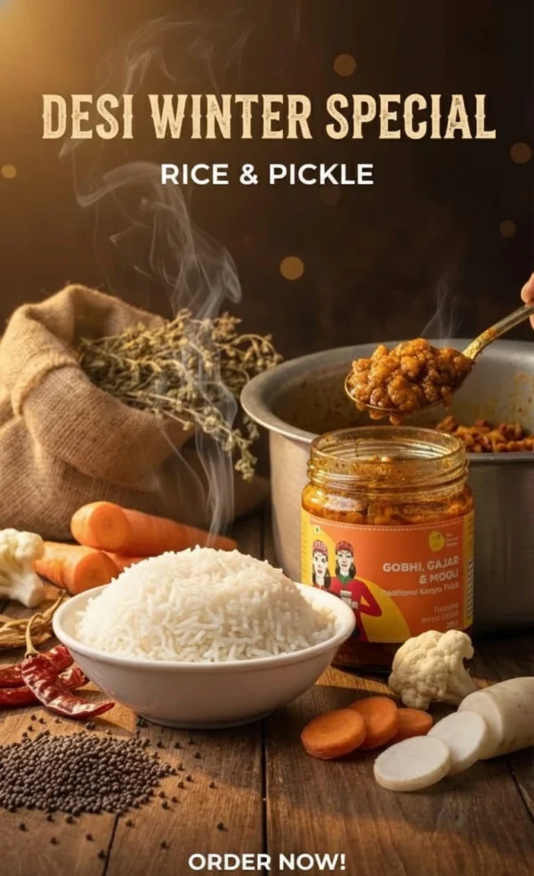 himachali mixed vegetable pickle with rice
