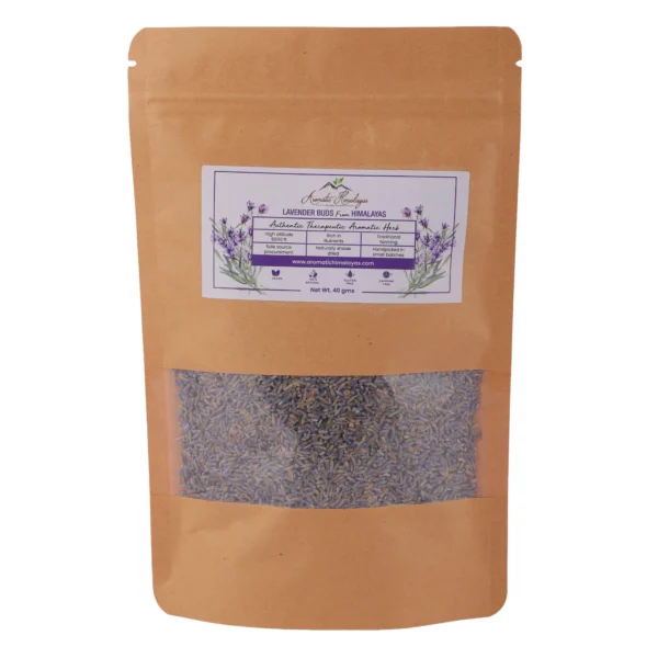 lavender buds loose leaf tea pouch front white background