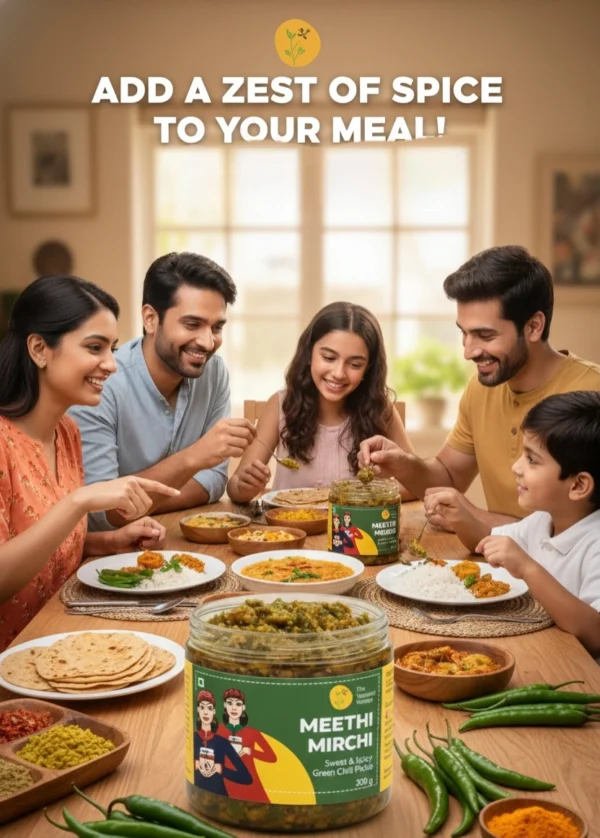 meethi mirch pickle family dining table