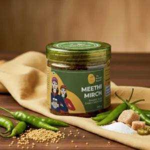 meethi mirch pickle jar front view