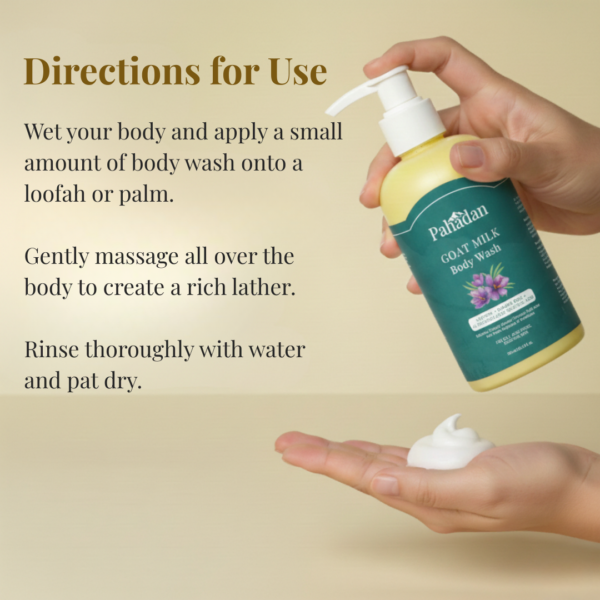 pahadan goat milk body wash directions for use application foam