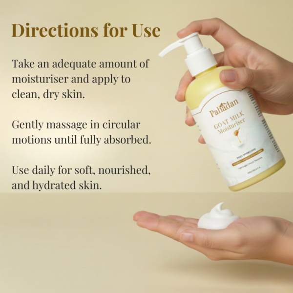 pahadan goat milk moisturiser directions for use apply on clean dry skin