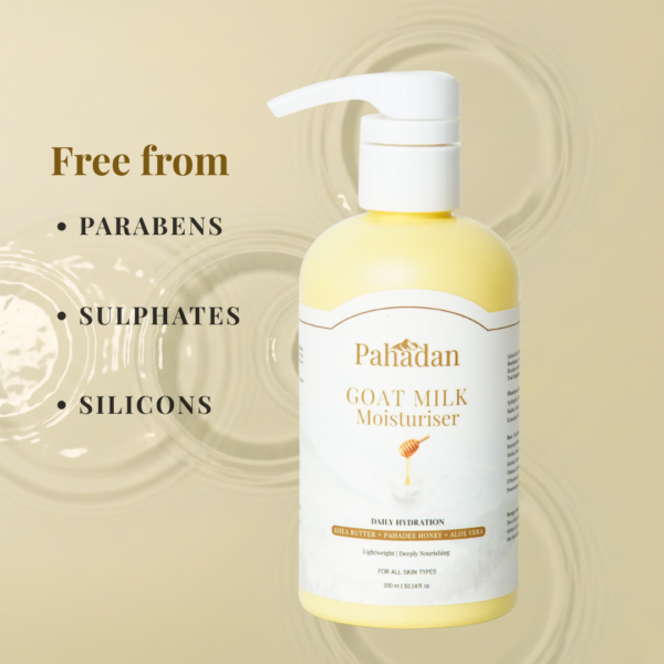 pahadan goat milk moisturiser free from parabens sulphates silicones