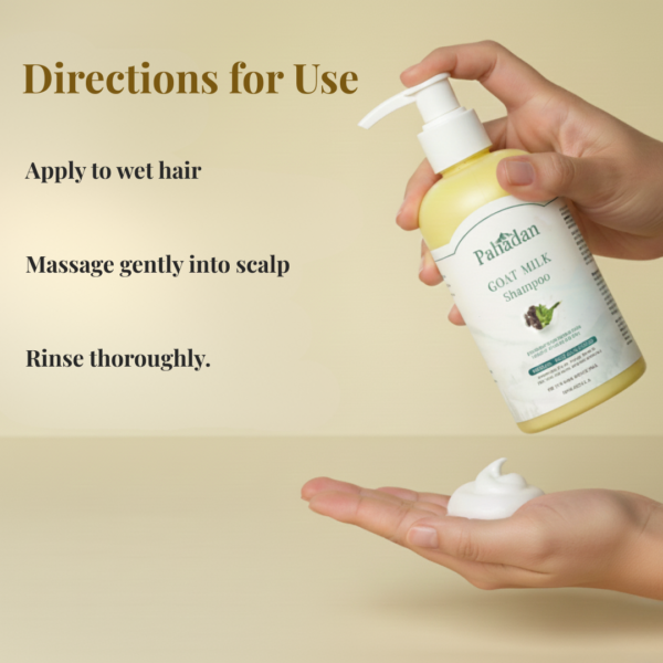 pahadan goat milk shampoo directions for use apply to wet hair massage scalp