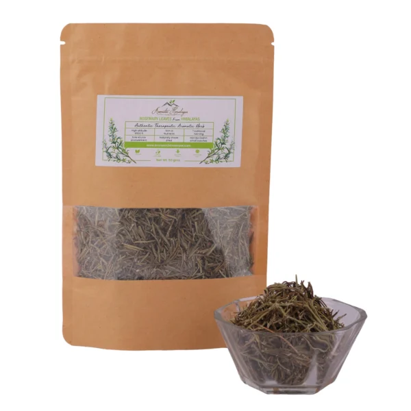 rosemary leaves loose leaf tea pouch with bowl display