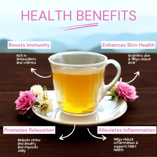 rose chamomile white tea brewed cup