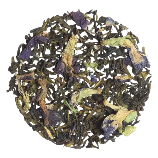 saakya blue pea flower tea dry leaves closeup