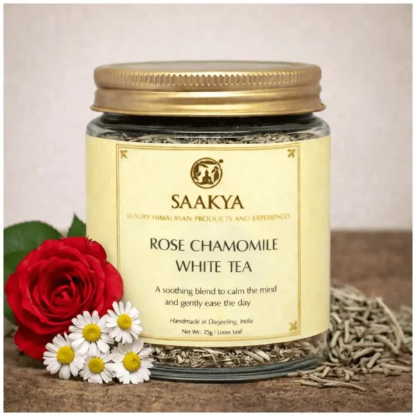 saakya rose chamomile white tea jar